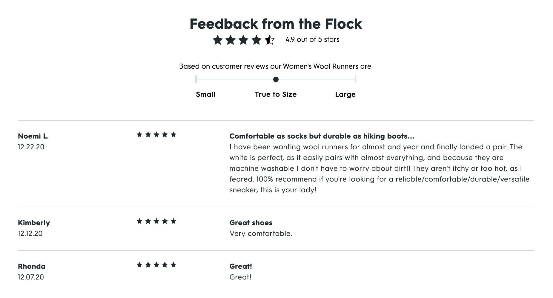 Recensioni positive dei clienti di Allbirds