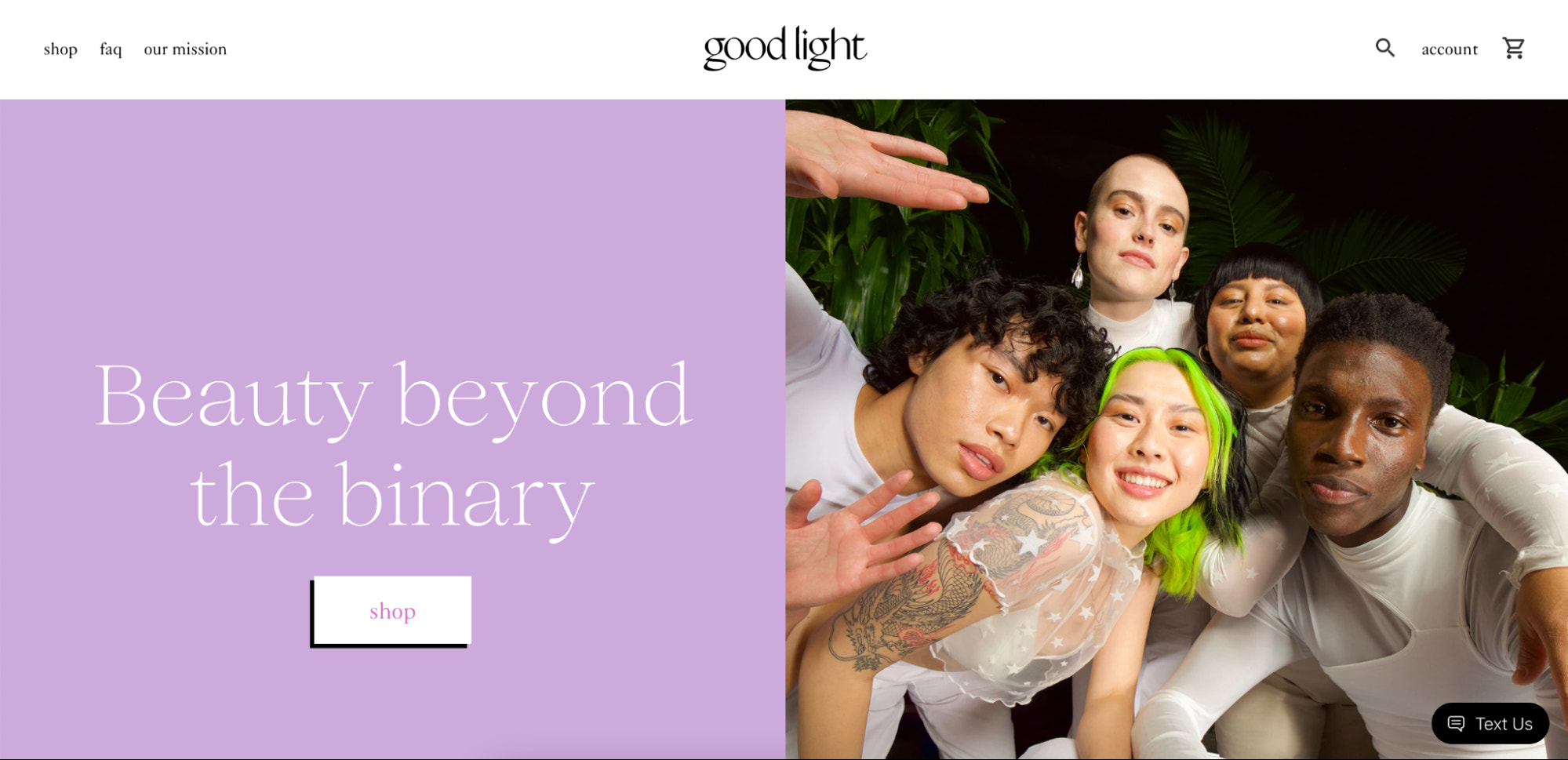 一个screenshot of good light beauty's homepage.