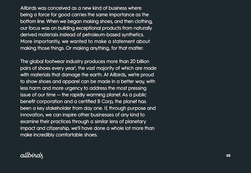 Allbirds executive summary example.png