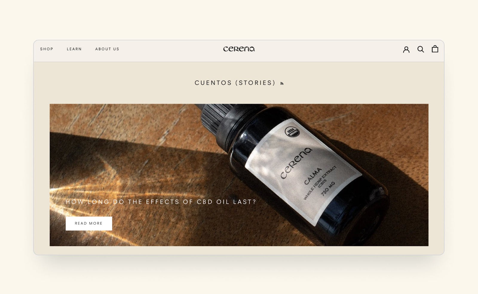 Screenshot of Cerena’s blog, example of content marketing in ecommerce