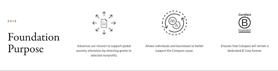 Cotopaxi nonprofit goals