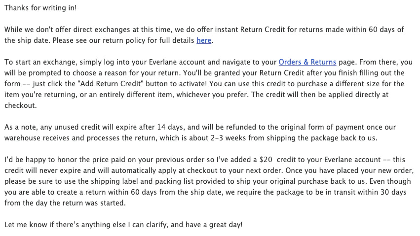 Everlane客户服务