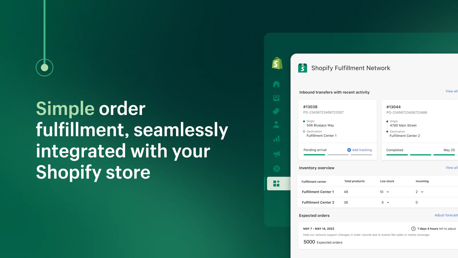 上面写着“简单的订单履行,与您的Shopify商店无缝集成”