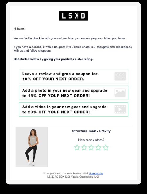 LKSD e-mailverzoek voor productbeoordeling