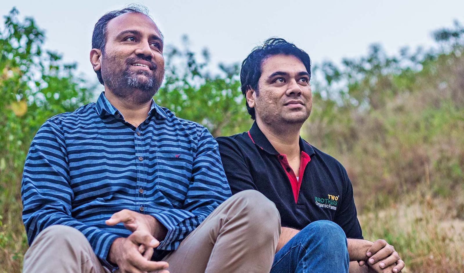 Satyajit and Ajinkya on their farm.