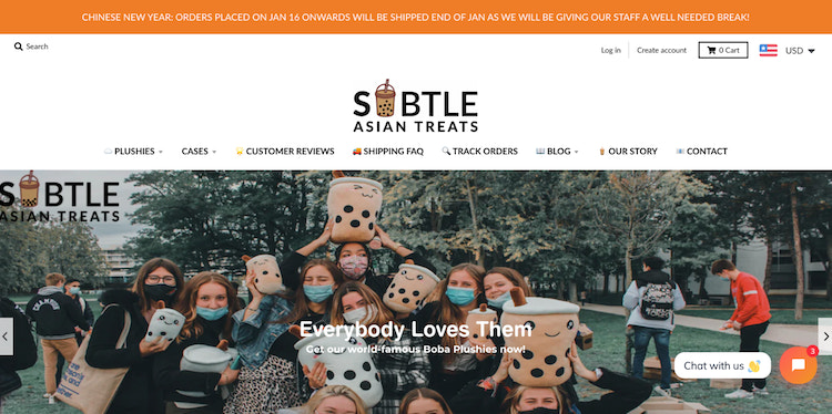 Screenshot of Subtle Asian Treats’ homepage
