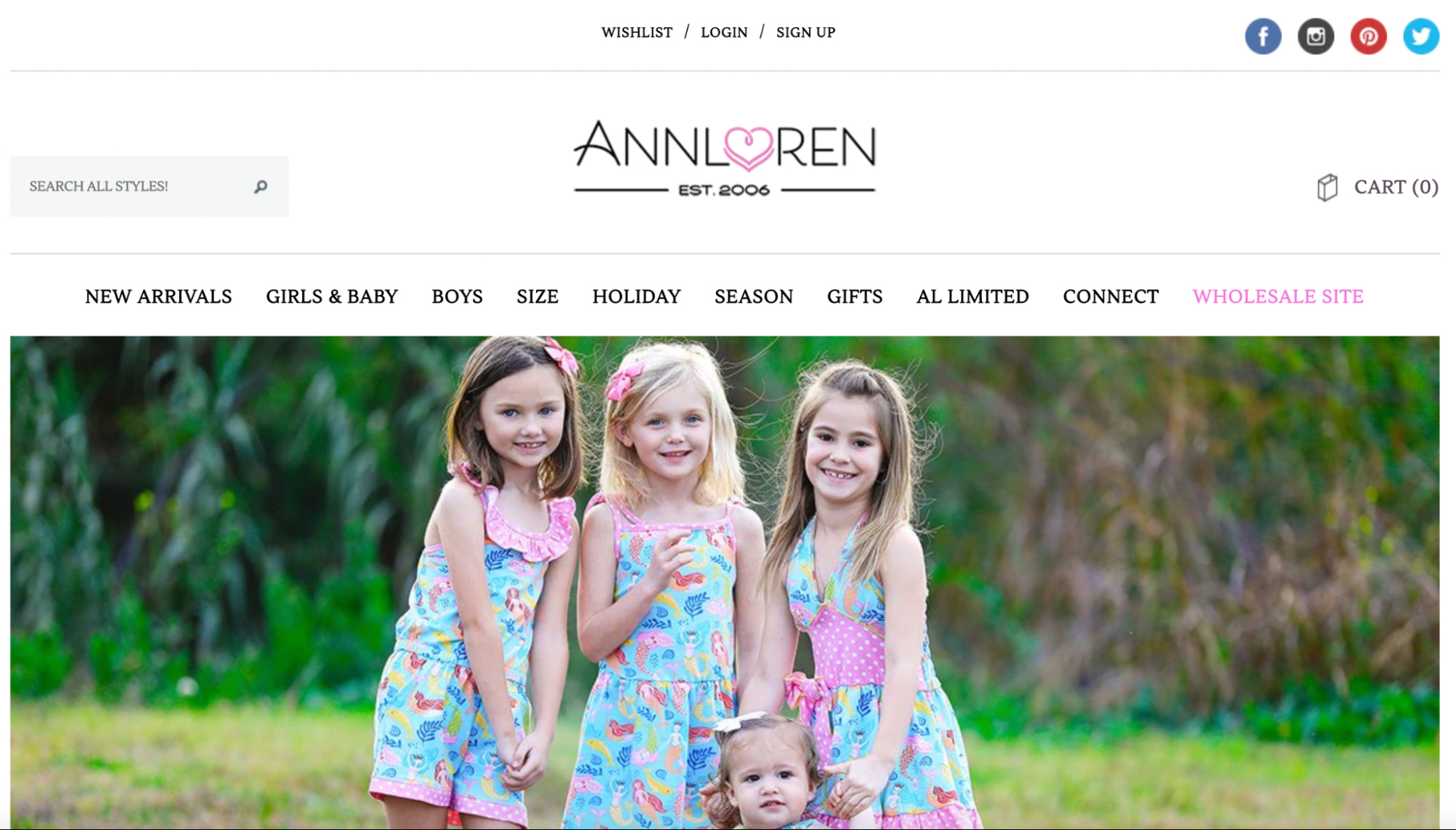 Screenshot of the AnnLoren homepage
