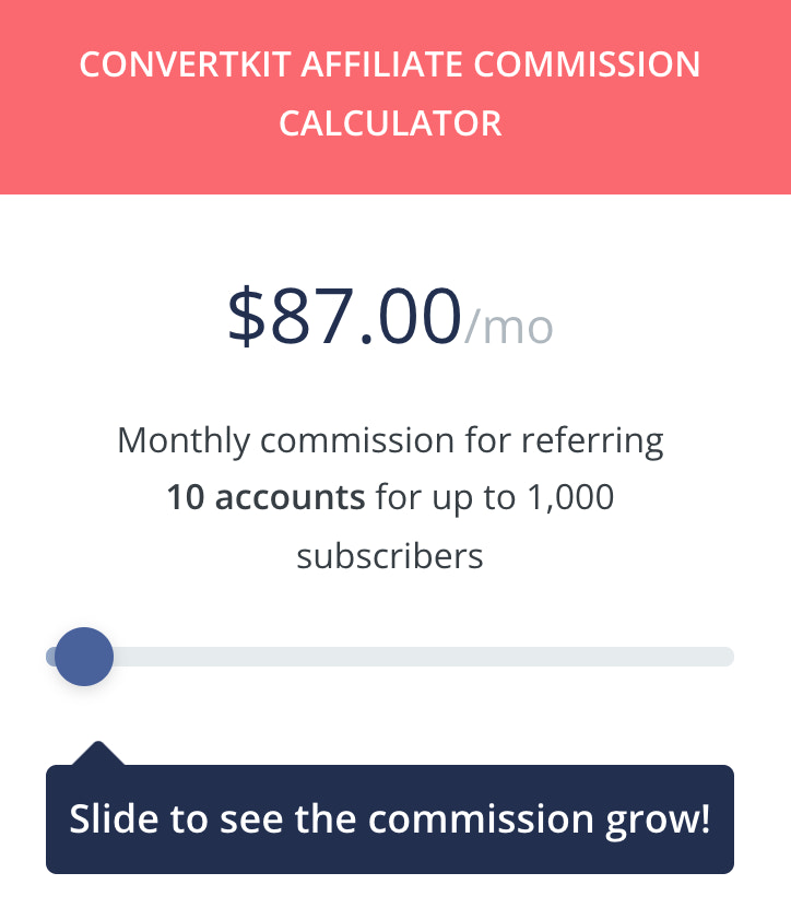 convertkit commission calculator example
