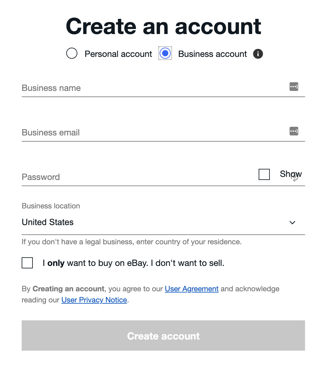 create an account