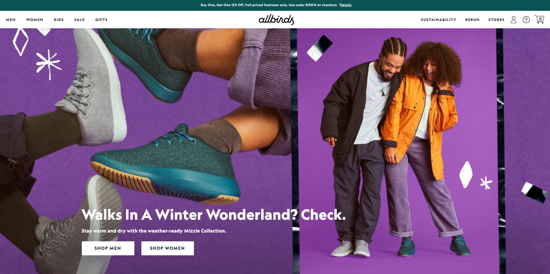 Allbirds' website, showing how the design itself is straightforward but the branding is what makes it pop