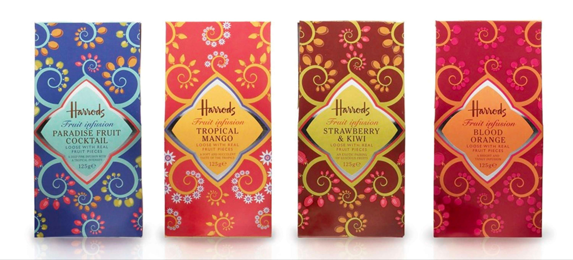 Examples of Harrods private labels including tea.