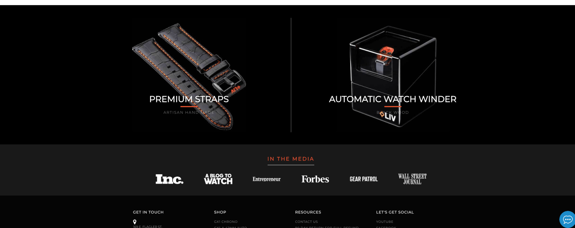 LIV watches homepage design add-on products