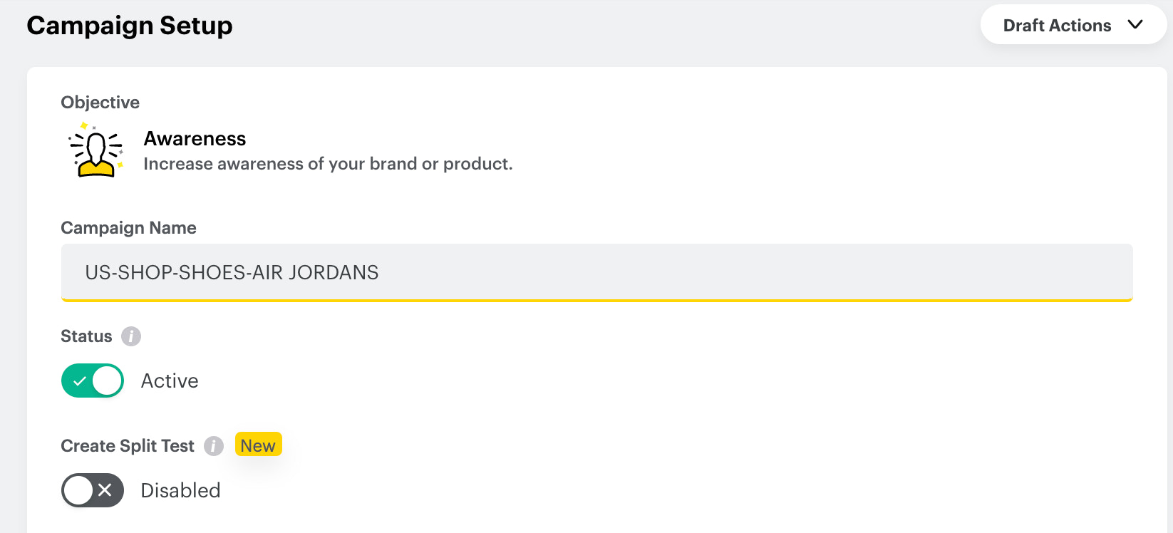 campaign set up for snap ad