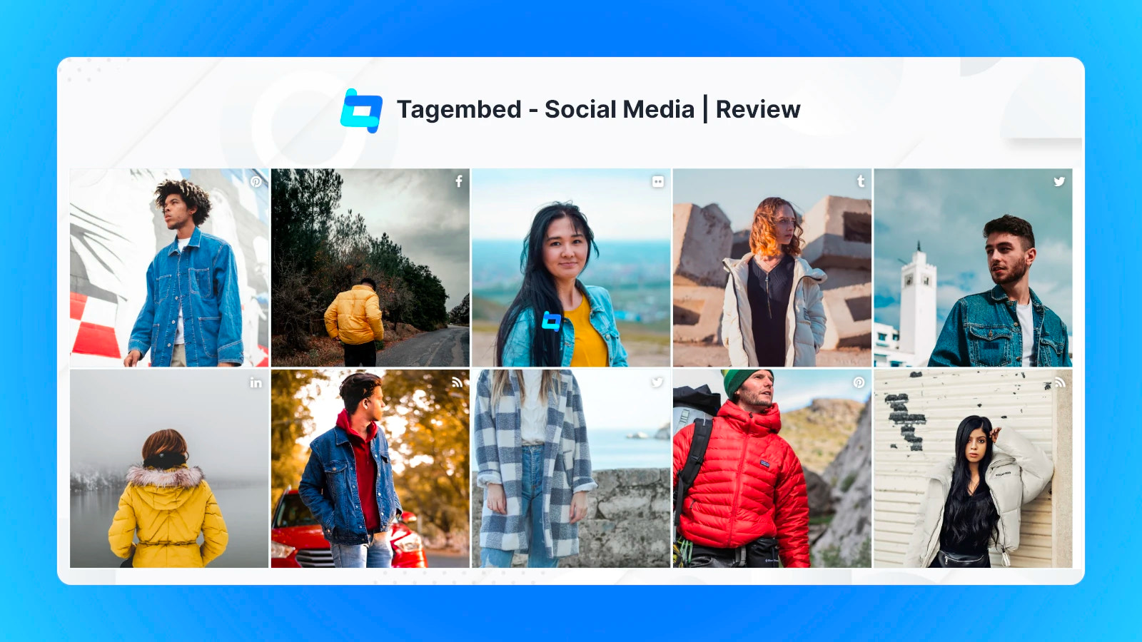 Examples of image posts from various social media platforms embedded into a website carousel.