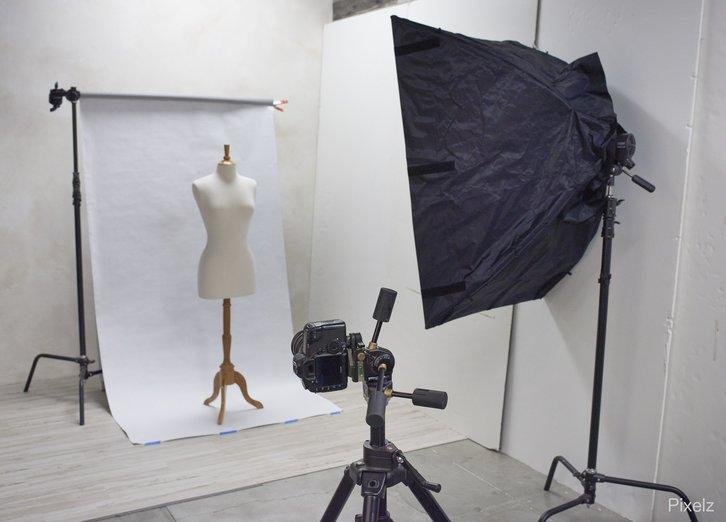 studio set up for clothing photography shoot