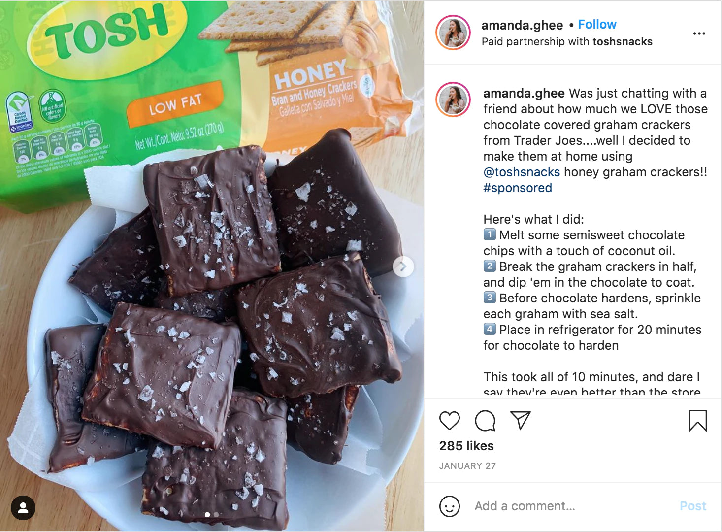 Screengrab of an instagram post showing an influencer marketing example