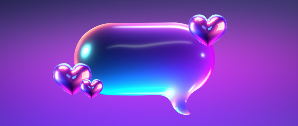 a chat bubble with hearts around it: micro-influencer