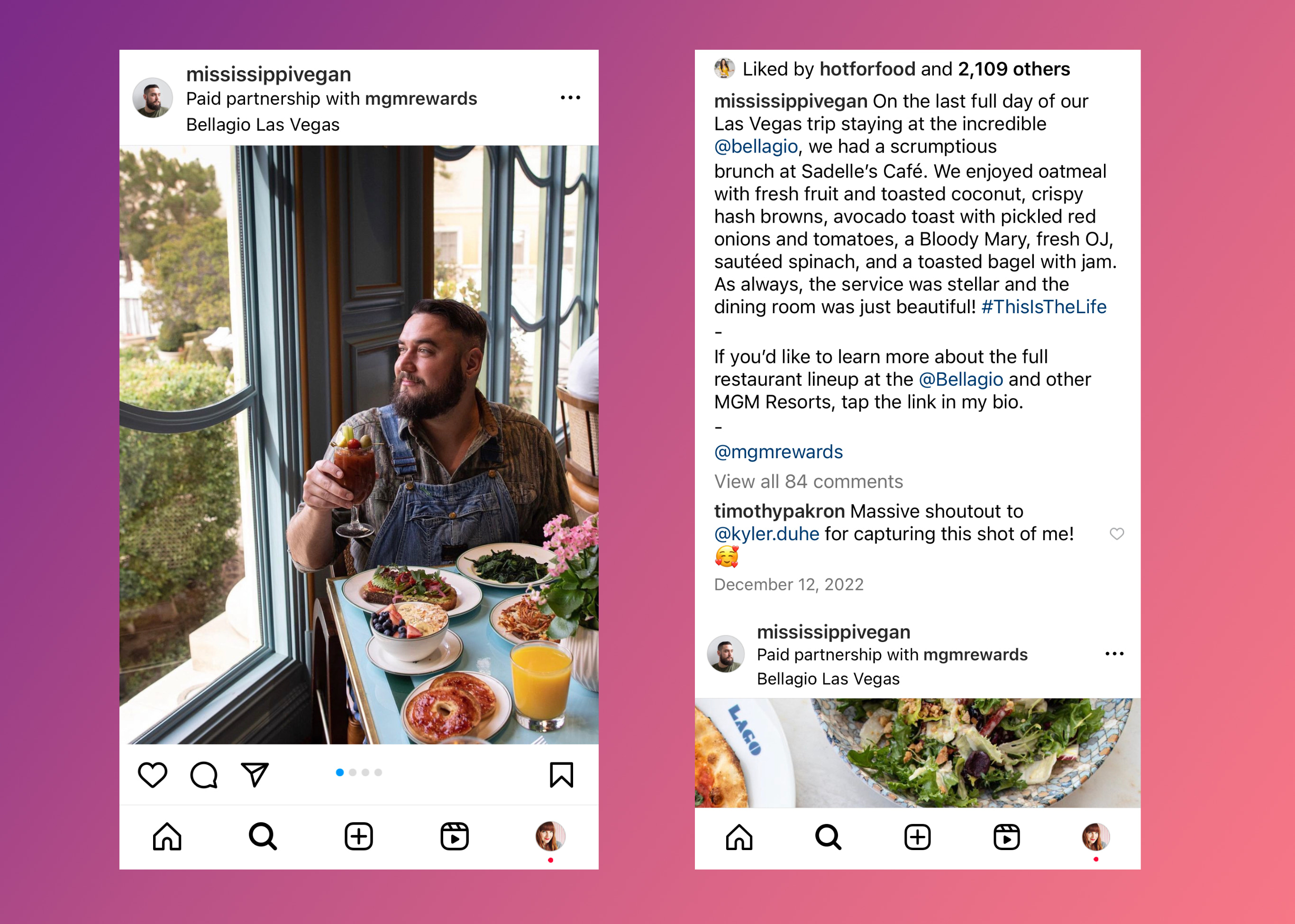 Side by side mobile screen shots showing a promoted Instagram post