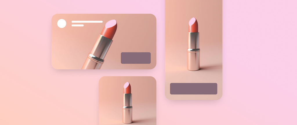 three different online ad modules with a picture of a lipstick on each one: paid advertising