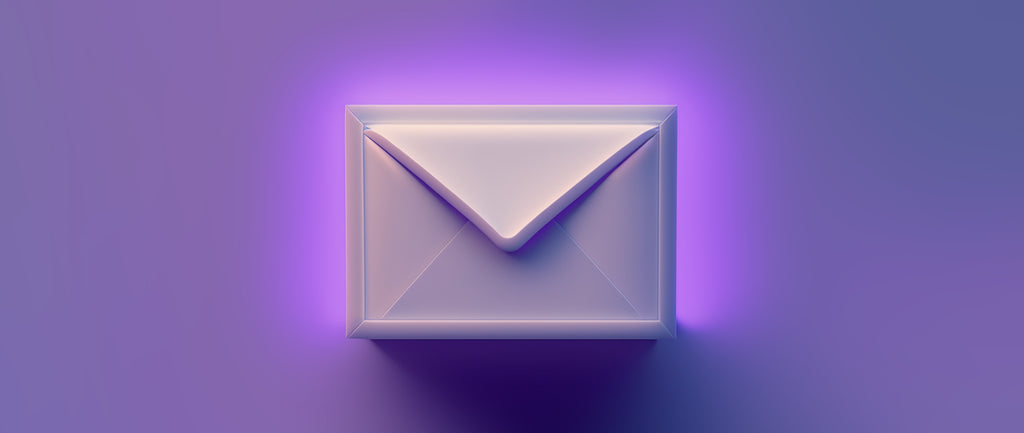 a single envelope against a purple background: reminder email