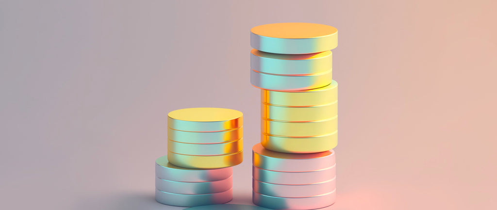 two stacks of pastel colored coins; roi marketing