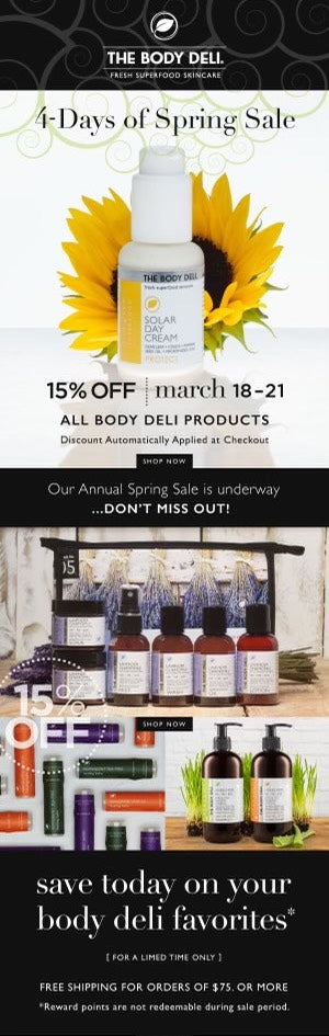 Mobile view ad spread for the Solar Day Cream