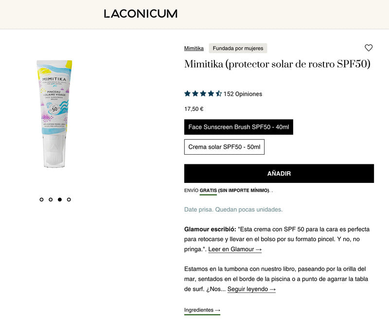 Otro ejemplo de descripciones de Productos con Laconium