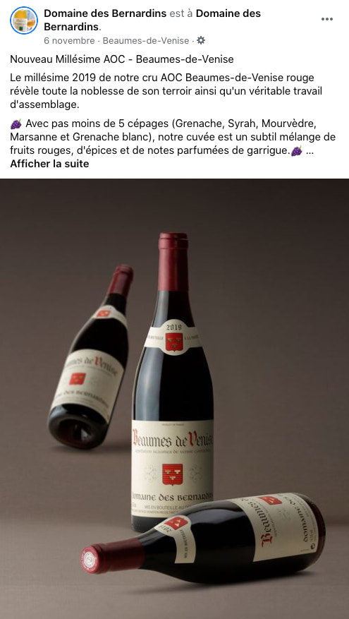 Page Facebook Domaine des Bernardins