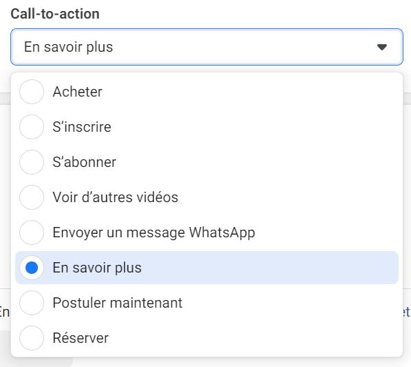 Appel à l'action sur les publicités Instagram