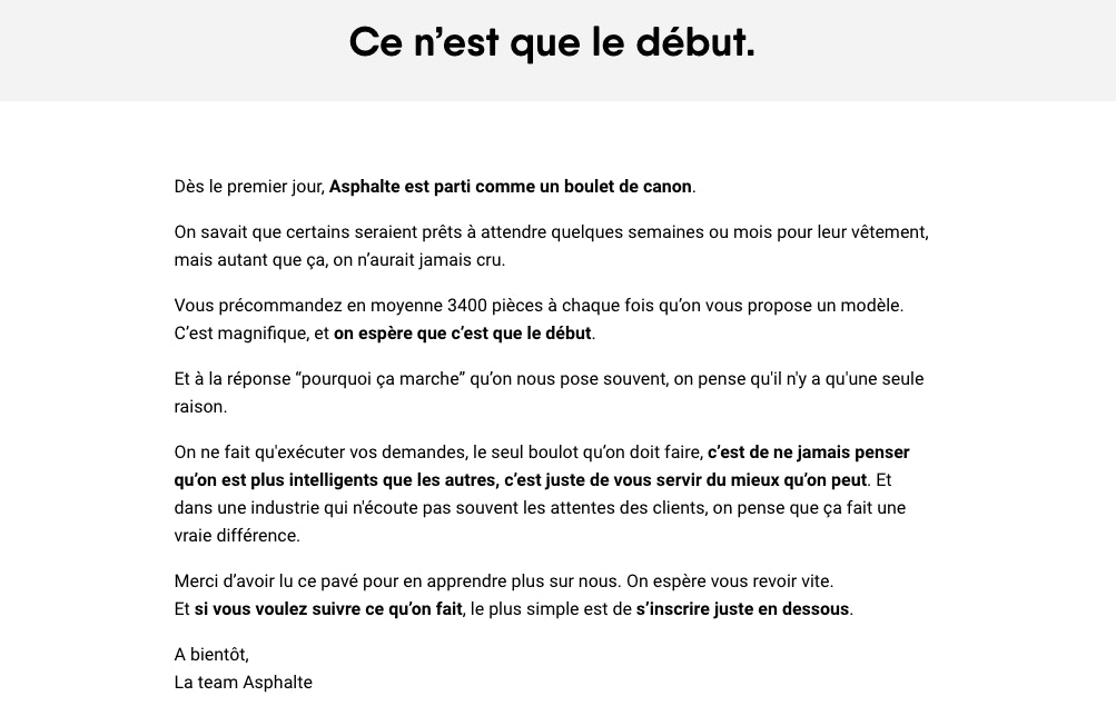 Page À Propos de la marque Asphalte