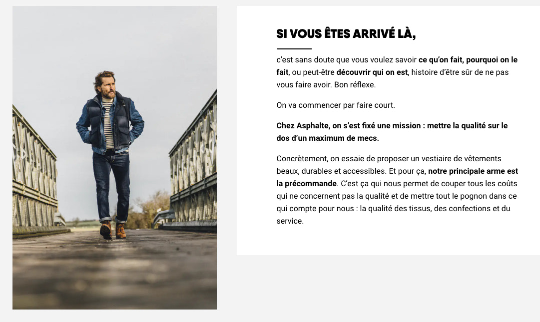 Page À Propose de la boutique en ligne Asphalte
