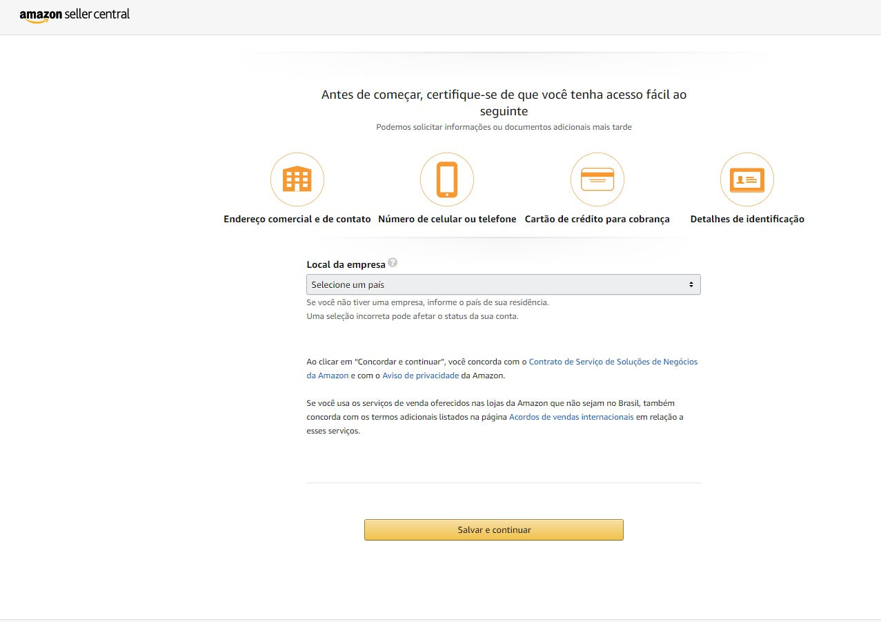 como vender na amazon - primeiro você precisa se cadastrar no amazon seller central