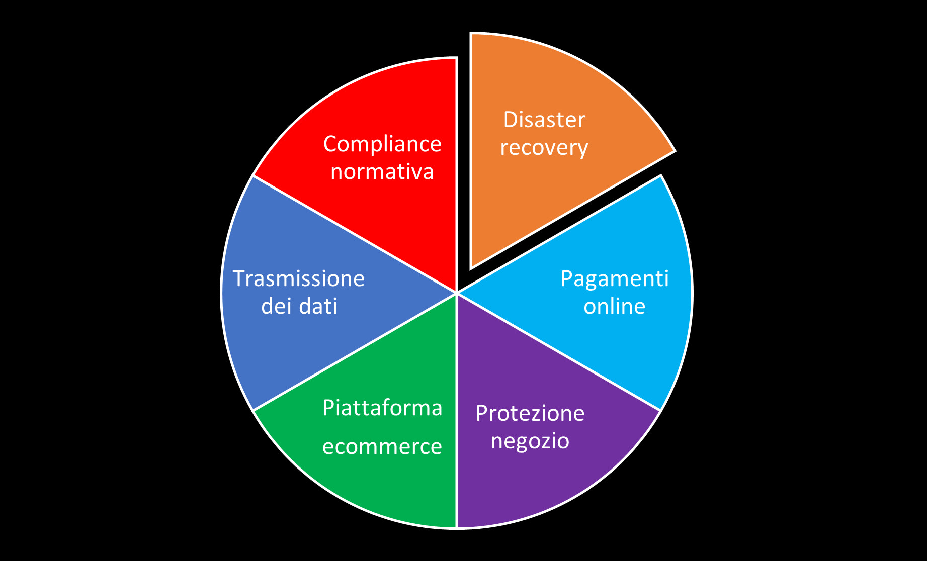 Grafico a torta con i principali aspetti della cybersecurity per ecommerce