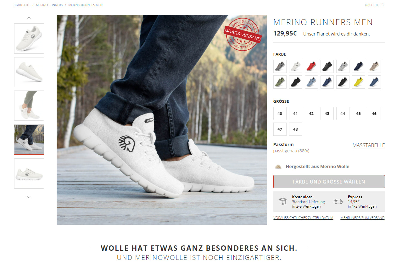 Auf dem Online-Shop der Händler Giesswewein werden Detailaufnahmen benutzt um Proddukte zu fotografieren.