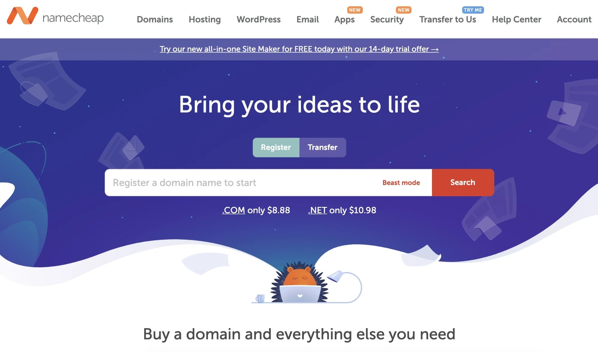 namecheapスクリ,ンショット