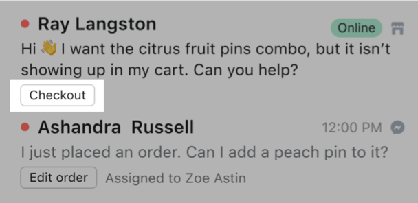 トピックラベルが適用された会話の例