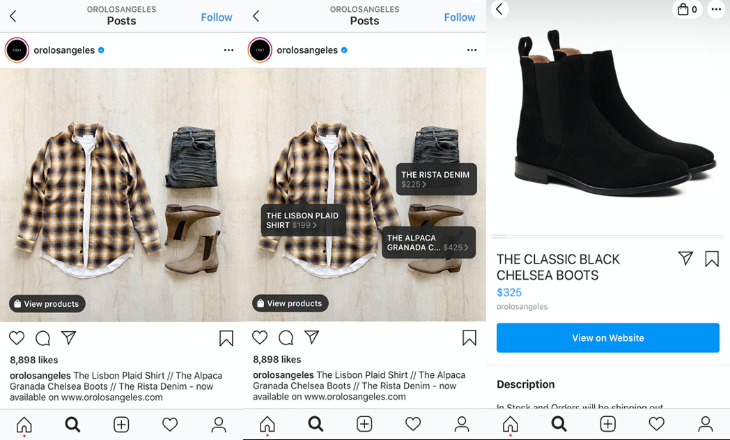 Instagram shop example