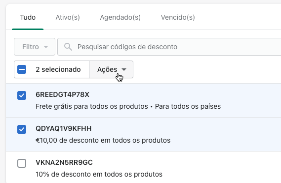 select ionar vários descontos