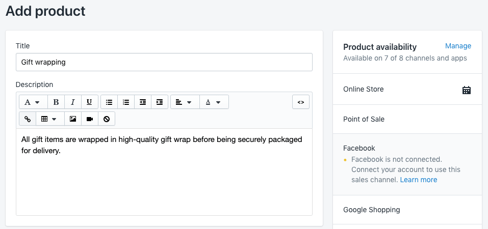 Create a gift-wrap product