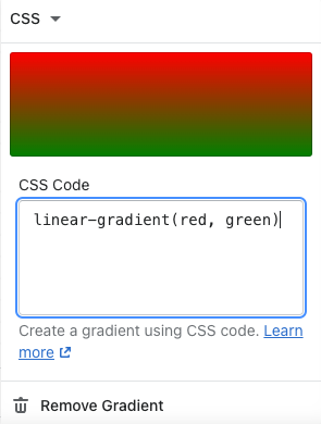 Gradient CSS Code field in the theme editor