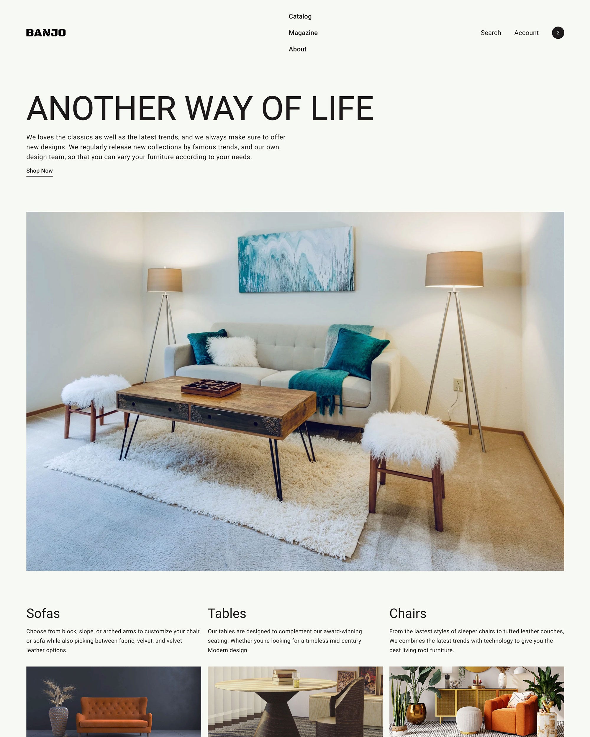 Aperçu de la version pour ordinateur du thème Banjo dans le style « Casual »