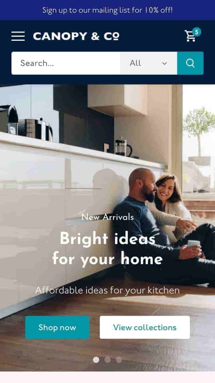 Forhåndsvisning på mobil for Canopy med stilen “Light”