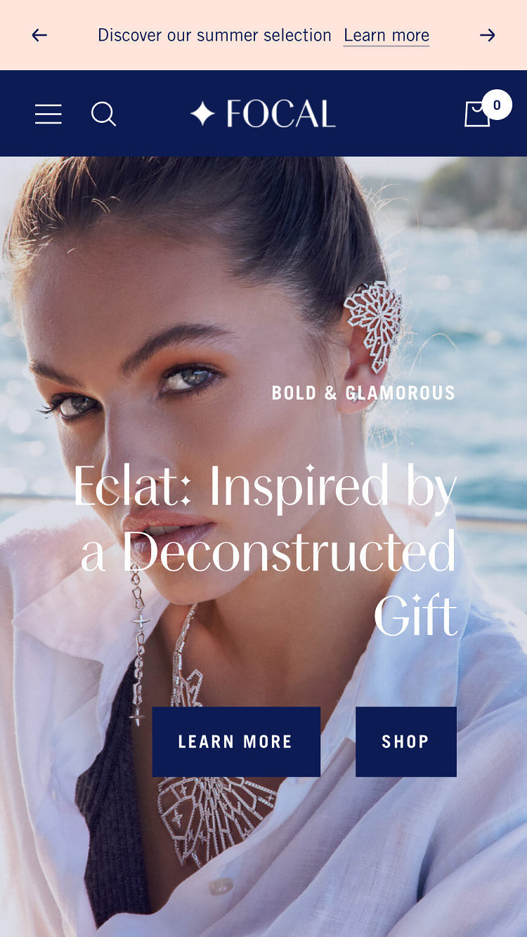 摘要de la version mobile du thème Focal dans le style « Sapphire »