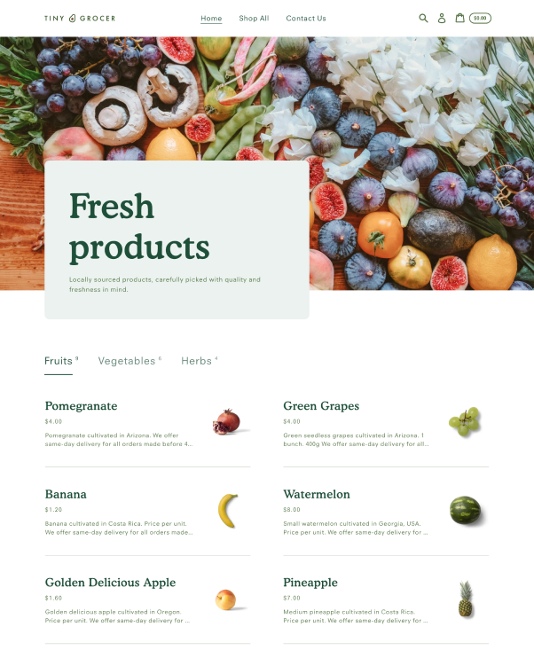 Desktopvoorbeeld van Express in de stijl 'Pantry'