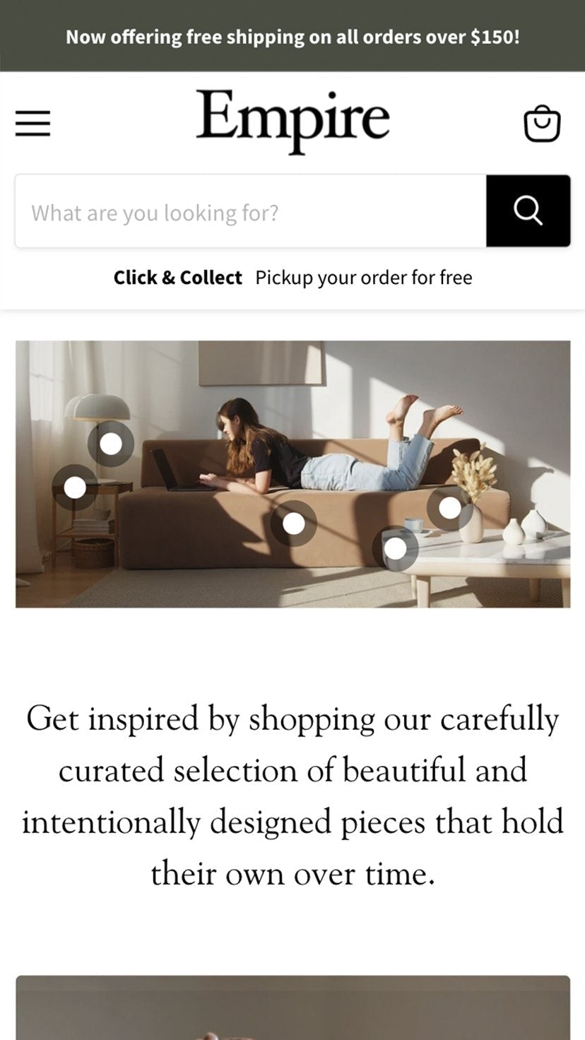 摘要de la version mobile du thème Empire dans le style « Graphic »