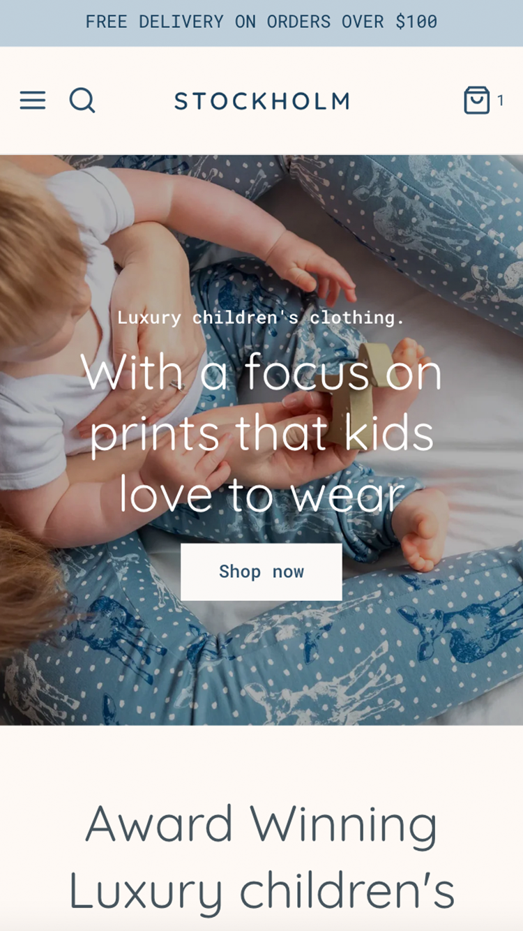 Forhåndsvisning på mobil for Envy med stilen “Stockholm”