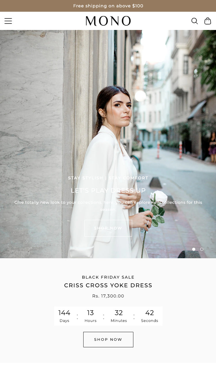 Anteprima in versione mobile di Mono nello stile “vanilla”