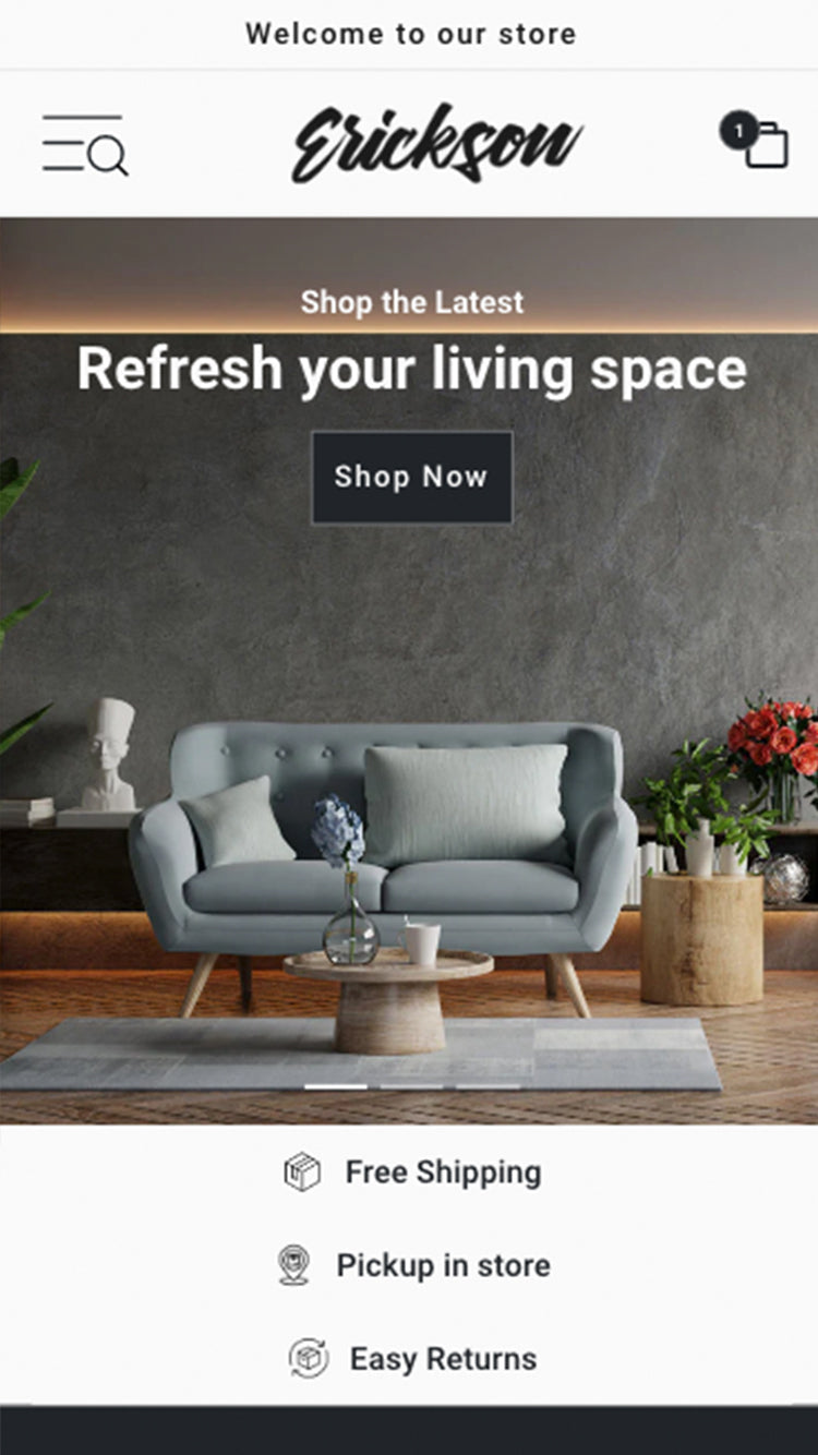 Vista previa de la versión móvil de Erickson en el estilo 