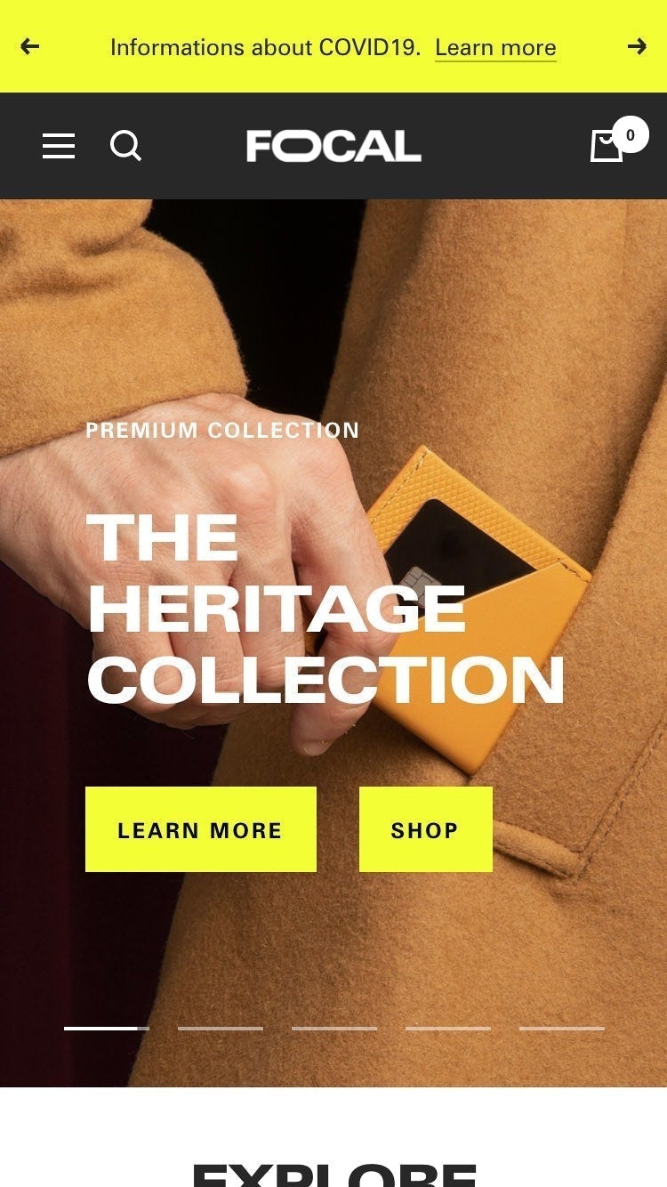 摘要de la version mobile du thème Focal dans le style « Carbon »