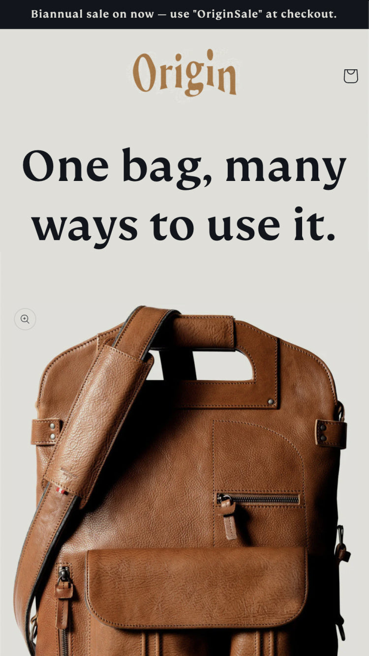 Vista previa de la versión móvil de Origin en el stilo 